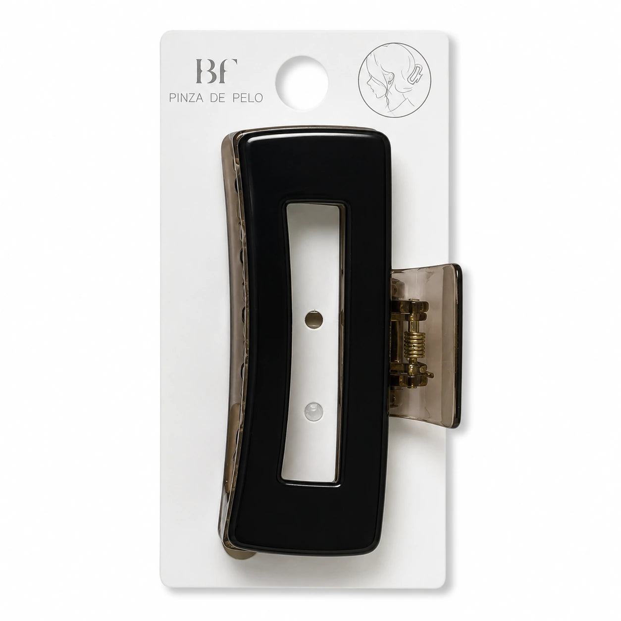 Pinza de pelo rectangular negra 10 cm