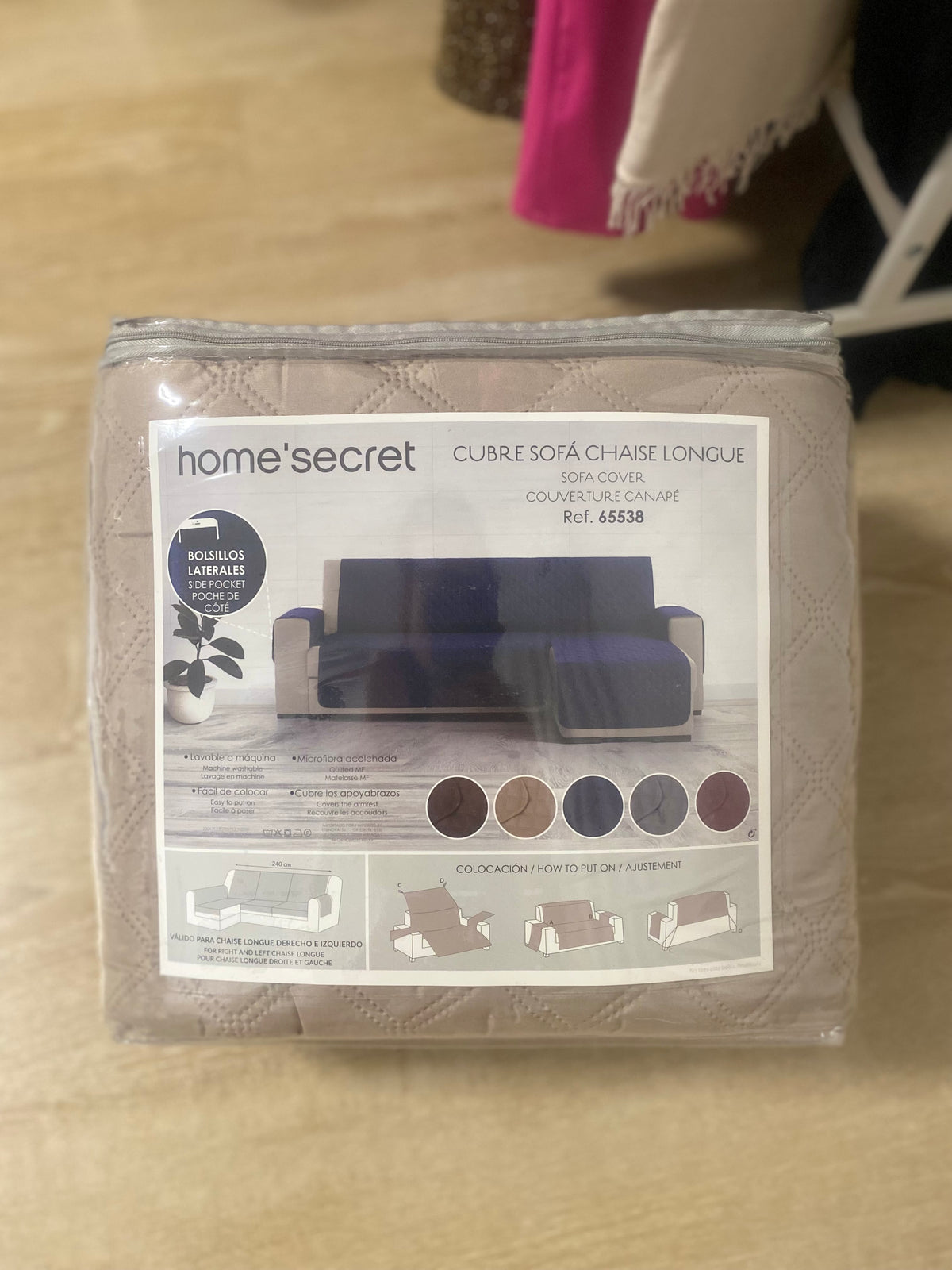 Funda Cubre Sofá Chaise Longue Home'Secret – Reversible y Antimanchas Grande 240 cm - Bonyk (Copia)