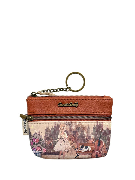 Monedero Llavero Sweet Candy Marrón con 3 Cremalleras | Carterita Portamonedas Mujer