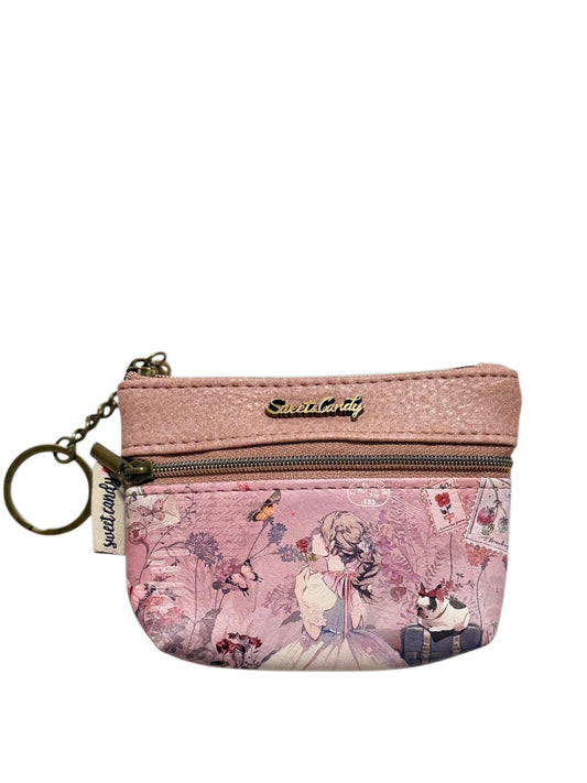 Monedero Llavero Sweet Candy Rosa con 3 Cremalleras | Portamonedas Mujer Compacto