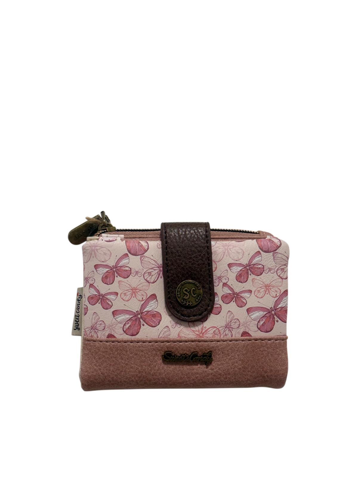 Cartera Billetera Sweet Candy Mariposas Rosa con Protección RFID | Monedero Billetero Mujer 10x12,5x3 cm