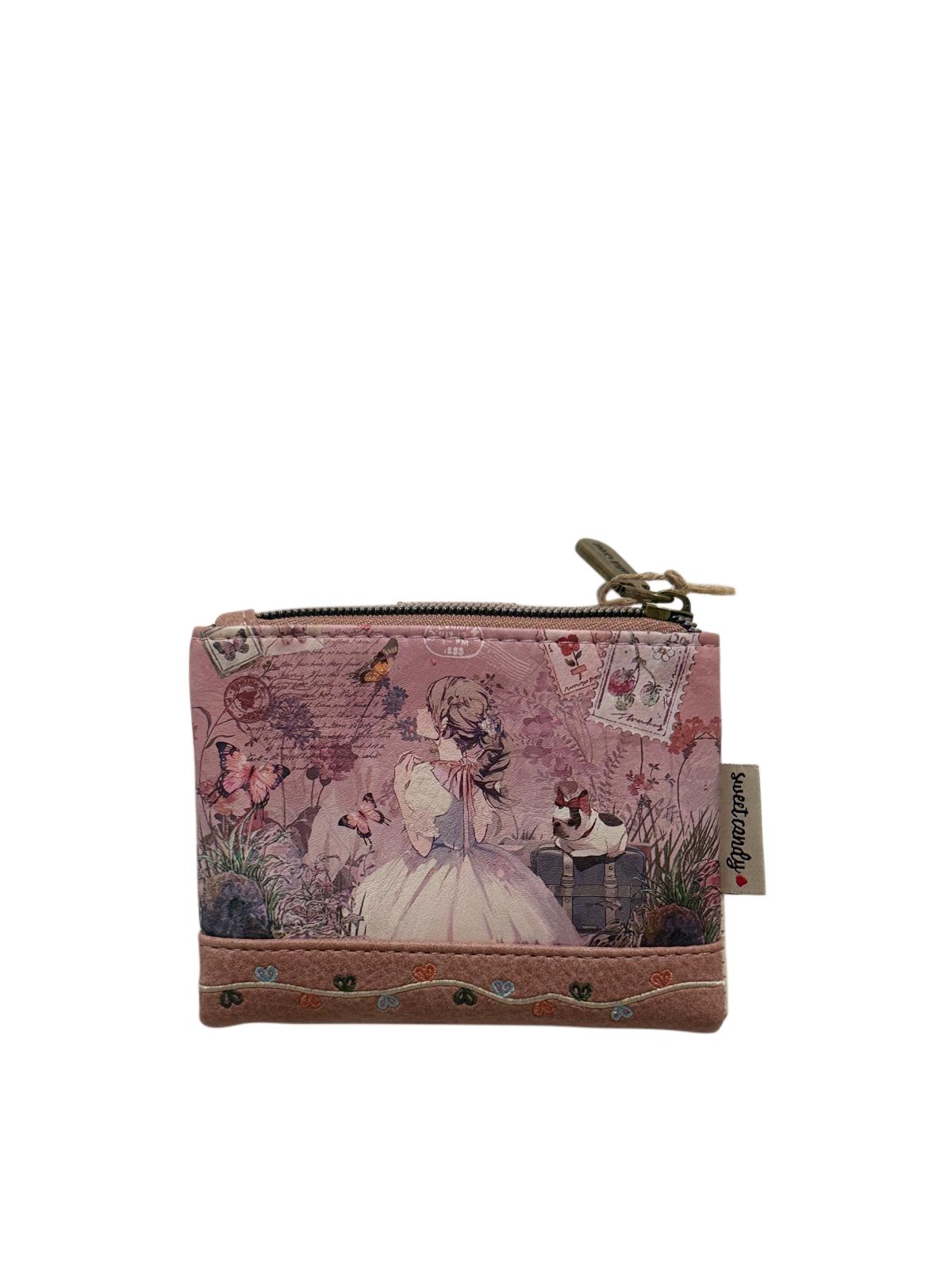Cartera Billetera Sweet Candy Mariposas Rosa con Protección RFID | Monedero Billetero Mujer 10x12,5x3 cm