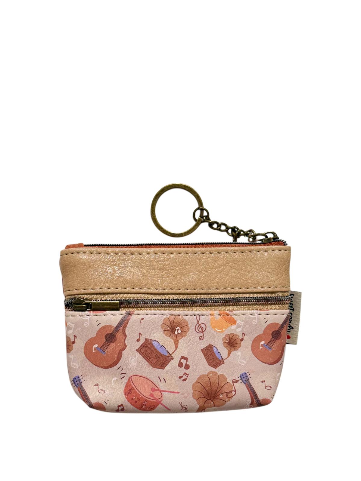 Monedero Llavero Sweet Candy Marrón con 3 Cremalleras | Carterita Portamonedas Mujer