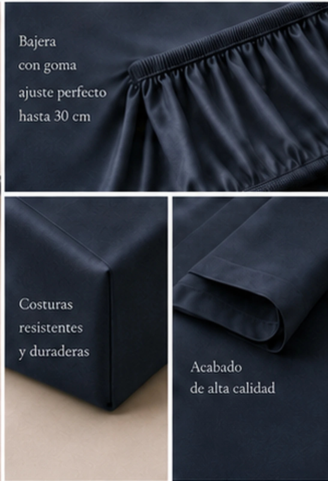 Juego de sábanas de bambú 300 hilos gris – Cama de 135 cm