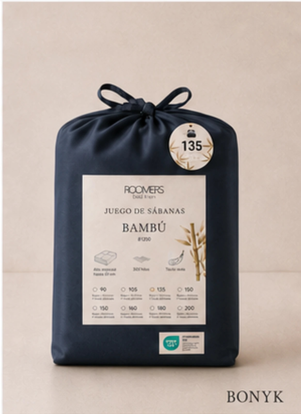 Juego de sábanas de bambú 300 hilos gris – Cama de 135 cm
