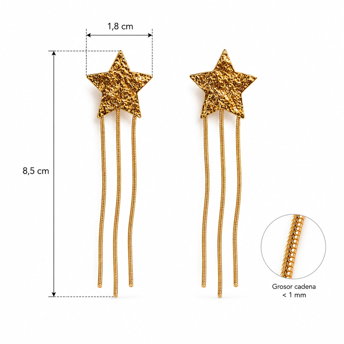 Pendientes Estrella Largos Dorados